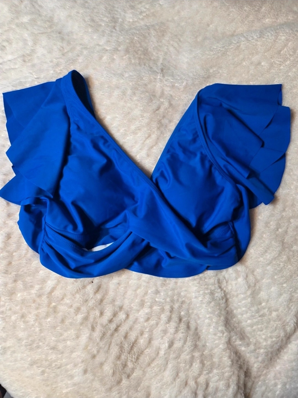 SHEIN Royal Blue Ruffle Bikini Top